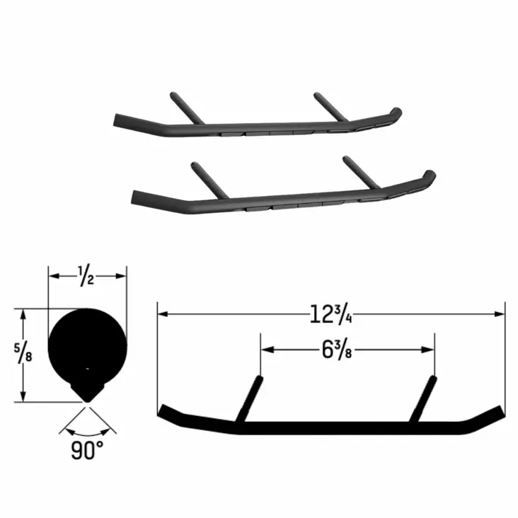OHJAINRAUTAPARI 4" PILOT X, PILOT 5.7 SUKSIIN - Ski-Doo sukset, muovit ja ohjainraudat - 29564 - 1